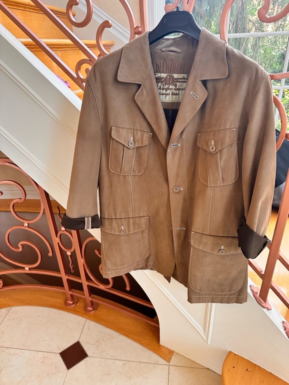 Men's Tan Suede Field Jacket Blazer